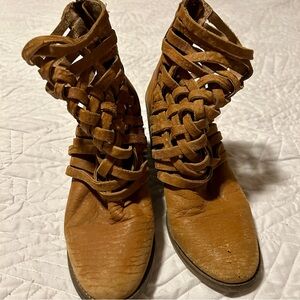 Free People Carrera Woven Leather Ankle Boots